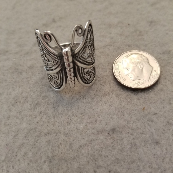925 Sterling Silver Filigree BUTTERFLY Ring>Butterfly Wrap Around Ring,925 ring - Picture 6 of 7
